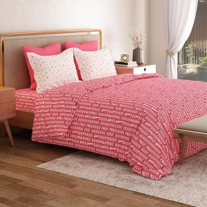 mytrident bedsheet for double bed queen size 90 inches x 100 inches  domino pink