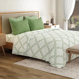 mytrident bedsheet for double bed queen size 90 inches x 100 inches  harper green