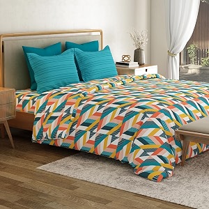mytrident bedsheet for double bed queen size 90 inches x 100 inches  kimberly blue
