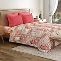 Mytrident Bedsheet for Double Bed Queen Size |90 Inches x 100 Inches | Agatha Red
