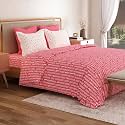 Mytrident Bedsheet for Double Bed Queen Size |90 Inches x 100 Inches | Domino Pink
