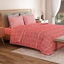 Mytrident Bedsheet for Double Bed Queen Size |90 Inches x 100 Inches | Blair Red