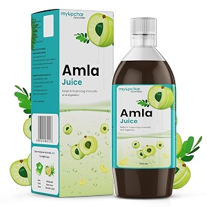 myupchar ayurveda amla juice - 1l  pure juice with vitamin c  nourishes hair amp control hair fall  boosts digestion
