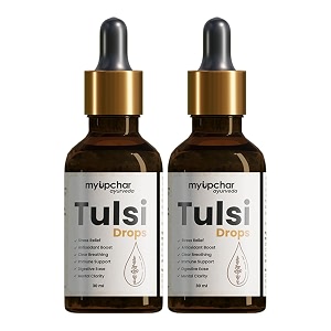 myupchar tulsi drops - sourced 5 rare tulsi from himalayan range  purified tulsi extract - colorless and odorless  immunity booster relieve cough amp cold - 30ml pack of 2