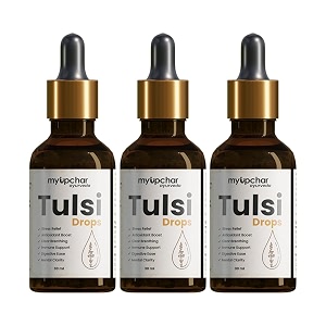 myupchar tulsi drops - sourced 5 rare tulsi from himalayan range  purified tulsi extract - colorless and odorless  immunity booster relieve cough amp cold - 30ml pack of 3