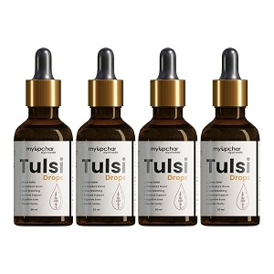 myupchar tulsi drops - sourced 5 rare tulsi from himalayan range  purified tulsi extract - colorless and odorless  immunity booster relieve cough amp cold - 30ml pack of 4