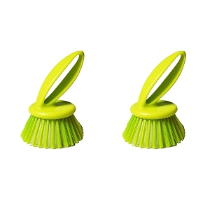 plastic multipurpose durable nylon wet cleaning brush for home kitchen and bathroom green and white 2 psc