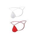 MYZA Men's Polyester &amp; Spandex g String Thong Underwear (White-Maroon(Pack of 2))