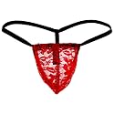 MYZA Men's Lycra Lace Bulge Pouch G String Thong Underwear