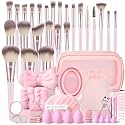 MZGGDM 64Pcs Pink Makeup Brushes Set with Case Professional Foundation Powder Concealers Eyeshadow Contour Blush Makeup Brush Kits Travel Make up Brushes &amp; Tools Eye and Face Makeup Kit