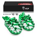 MZS Dirt Bike Foot Pegs, Green Aluminum Non-Slip Skeleton Grid Wide Pedals