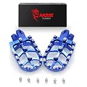 MZS Dirt Bike Foot Pegs, Blue Aluminum Non-Slip Skeleton Grid Wide Pedals