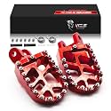 MZS Dirt Bike Foot Pegs, Red Aluminum Non-Slip Skeleton Grid Wide Pedals