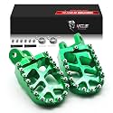 MZS Dirt Bike Foot Pegs, Green Aluminum Non-Slip Skeleton Grid Wide Pedals
