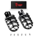 MZS Dirt Bike Foot Pegs, Black Aluminum Non-Slip Skeleton Grid Wide Pedals