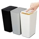 N. NETDOT 3 Pack 10L/2.6 Gal Bathroom Trash Can with Lid, Bin Press Small Can/Slim Garbage Cans/Waste Basket for Bathroom,Kitchen,Office,Bedroom - Black,Gray,Off White NDTR001
