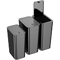 N. NETDOT 3 Pack (2 of 4 Gal &amp; 1 of 2.6 Gal) Small Trash Can with Lid,Bathroom Garbage Can with Pop-Up Lid,Waste Basket for Bathroom,Kitchen,Bedroom,Powder Room,Craft Room,Office,College (Black)