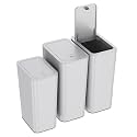 N. NETDOT 3 Pack (2 of 4 Gal &amp; 1 of 2.6 Gal) Small Trash Can with Lid,Bathroom Garbage Can with Pop-Up Lid,Waste Basket for Bathroom,Kitchen,Bedroom,Powder Room,Craft Room,Office,College (Gray)