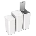N. NETDOT 3 Pack (2 of 4 Gal &amp; 1 of 2.6 Gal) Small Trash Can with Lid,Bathroom Garbage Can with Pop-Up Lid,Waste Basket for Bathroom,Kitchen,Bedroom,Powder Room,Craft Room,Office,College (Off White)