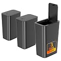 N. NETDOT 3 Pack 3 Gallon Small Trash Can with Lid, Bathroom Garbage Can with Pop-Up Lid, Waste Basket for Bathroom, Kitchen, Bedroom, Powder Room, Craft Room, Office, College (Black)