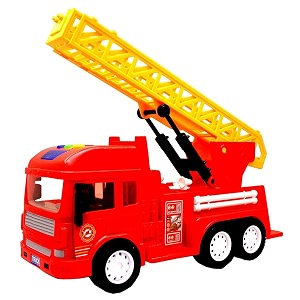 friction powered fire rescue truck with lights siren sound fire engine with extendable resce rotating ladder for toddlers aged 3-10 years old