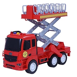unbreakable fire safety truck toy friction power pull back vehicles engineering toys truck with light amp sound for kids boys girls rescue excavator crane