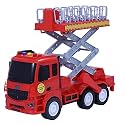 Unbreakable Fire Safety Truck Toy Friction Power Pull Back Vehicles Engineering Toys Truck with Light &amp; Sound for Kids Boys Girls (Rescue Excavator Crane)