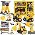 Unbreakable Friction Power Building Construction Truck with Screwdriver Pull Back Vehicles Engineering Truck Toys for Kids Boys Girls