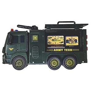 n2k2 enterprise unbreakable military truck toy friction power pull back vehicles engineering toys truck with light amp sound for kids boys girls rescue squad-army tech