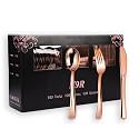 N9R 300PCS Rose Gold Plastic Silverware, Disposable Cutlery & Utensils