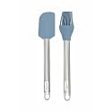 NAALSA Mixwel 2Pc Set Silicone Spatula Scrapper and Silicone Oil Brush Pasty Brush Brushing sauces, Oils, Both with Steel Handle (2pc Combo)