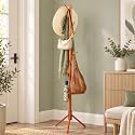 Naayaab Craft Bamboo Clothes Hanging Stand with 7 Hooks, Cloth Stand for Bedroom, Coat Hanger Stand for Clothes, Coats, Hats, Scarves, Bags &amp; Handbags, Tan