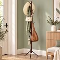 Naayaab Craft Bamboo Clothes Hanging Stand with 7 Hooks, Cloth Stand for Bedroom, Coat Hanger Stand for Clothes, Coats, Hats, Scarves, Bags &amp; Handbags, Dark Brown
