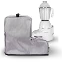 NABAAT PVC Polyester Waterproof Dust Cover for 'L' Type Mixer Grinders for Kitchen Table Top Standard Size with Pocket, Light Grey (10"X 7"X 12")