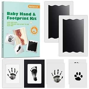 nabance baby footprint kit amp handprint kit 2 inkless ink pads 2 photo frames 4 imprint cards safe for baby hands and feet family keepsake gifts for new parents baby shower gifts 0-6 months