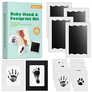 nabance baby footprint kit amp handprint kit 4 inkless ink pads 2 photo frames 8 imprint cards safe for baby hands and feet family keepsake gifts for new parents baby shower gifts 0-6 months