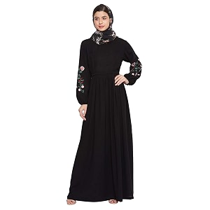 Nabia Chikan Hand Embroidery Design Abaya For