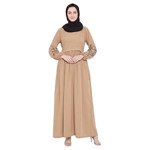 Nabia Chikan Hand Embroidery Design Abaya For