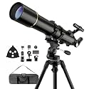 NACATIN Telescope, Telescope for Adults High Powered, 90mm Aperture 800mm Professional Refractor Telescope with AZ Mount &amp; Sturdy Iron Tripod, Complete Kit for Astronomy Beginners with Backpack, Black
