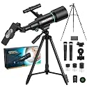 NACATIN Telescope for Adults, 70mm Aperture 300mm Portable Refractor Telescope with 3 Eyepieces, Phone Adapter, Wireless Remote & Moon Filter