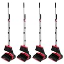 NACENA Broom and Dustpan Set, 52-in Long Adjustable Handle Broom Dustpan Combo with Dustpan Teeth to Automatically Clean Hair Suitable for Home Kitchen Office Hall Floor (Black&amp;Red), 4 Pack