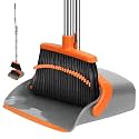 NACENA Broom and Dustpan Set, 52-in Long Adjustable Handle Broom Dustpan Combo with Dustpan Teeth to Automatically Clean Hair Suitable for Home Kitchen Office Hall Floor (Black&amp;Red), 4 Pack
