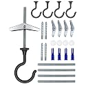 NACETURE Large Swag Ceiling Hooks for Hanging Plants - Heavy Duty Ceiling Hangers, Chandelier Hook Ceiling Installation for Cavity Wall Fixing (Black 4 Pack)