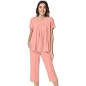 NACHILA Womens Pajamas Bamboo Viscose Pajama Set Capri Tagless Sleepwear