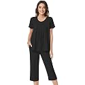 NACHILA Womens Pajamas Bamboo Viscose Pajama Set Capri Tagless Sleepwear