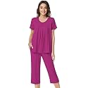 NACHILA Womens Pajamas Bamboo Viscose Pajama Set Capri Tagless Sleepwear
