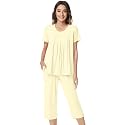 NACHILA Womens Pajamas Bamboo Viscose Pajama Set Capri Tagless Sleepwear