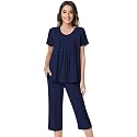 NACHILA Womens Pajamas Bamboo Viscose Pajama Set Capri Tagless Sleepwear
