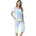 NACHILA Womens Pajamas Bamboo Viscose Pajama Set Capri Tagless Sleepwear
