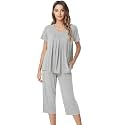 NACHILA Womens Pajamas Bamboo Viscose Pajama Set Capri Tagless Sleepwear